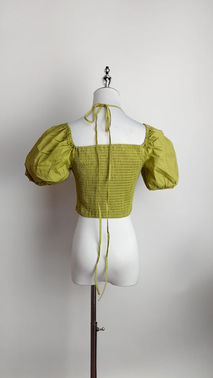 Blusa verde manzana mangas abullonadas / ANB08