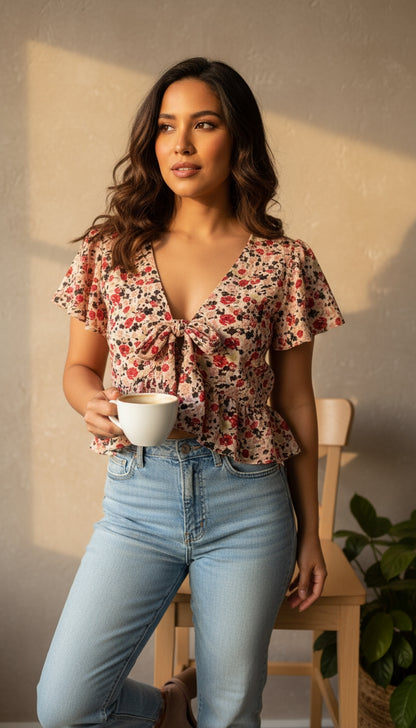 Blusa estampada floral casual / ANB11