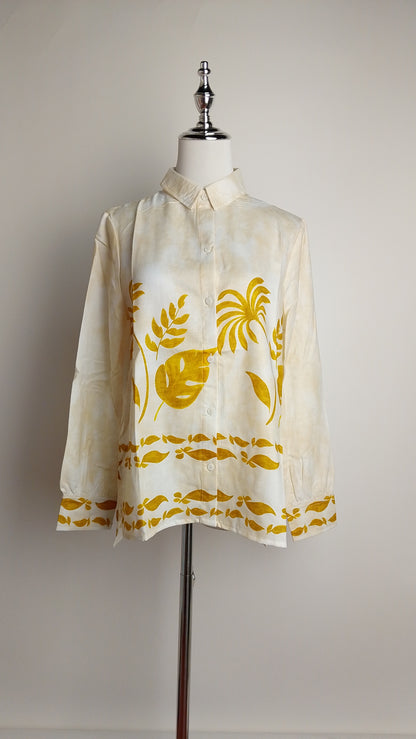 Blusa blanca estampada amarilla / ANB26004