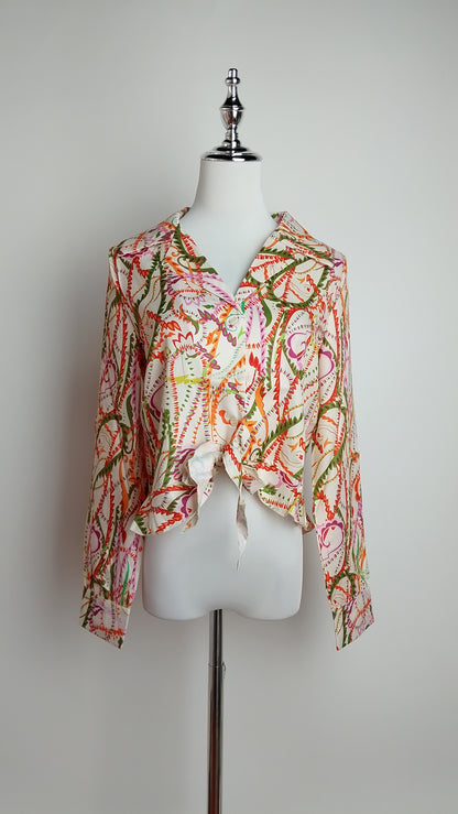 Blusa estampada nudo frontal / ANB2608