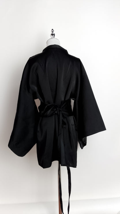 Vestido blazer satinado negro – ANBL2616