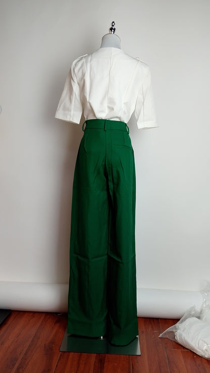 Pantalón palazzo verde oscuro / ANE1001-16