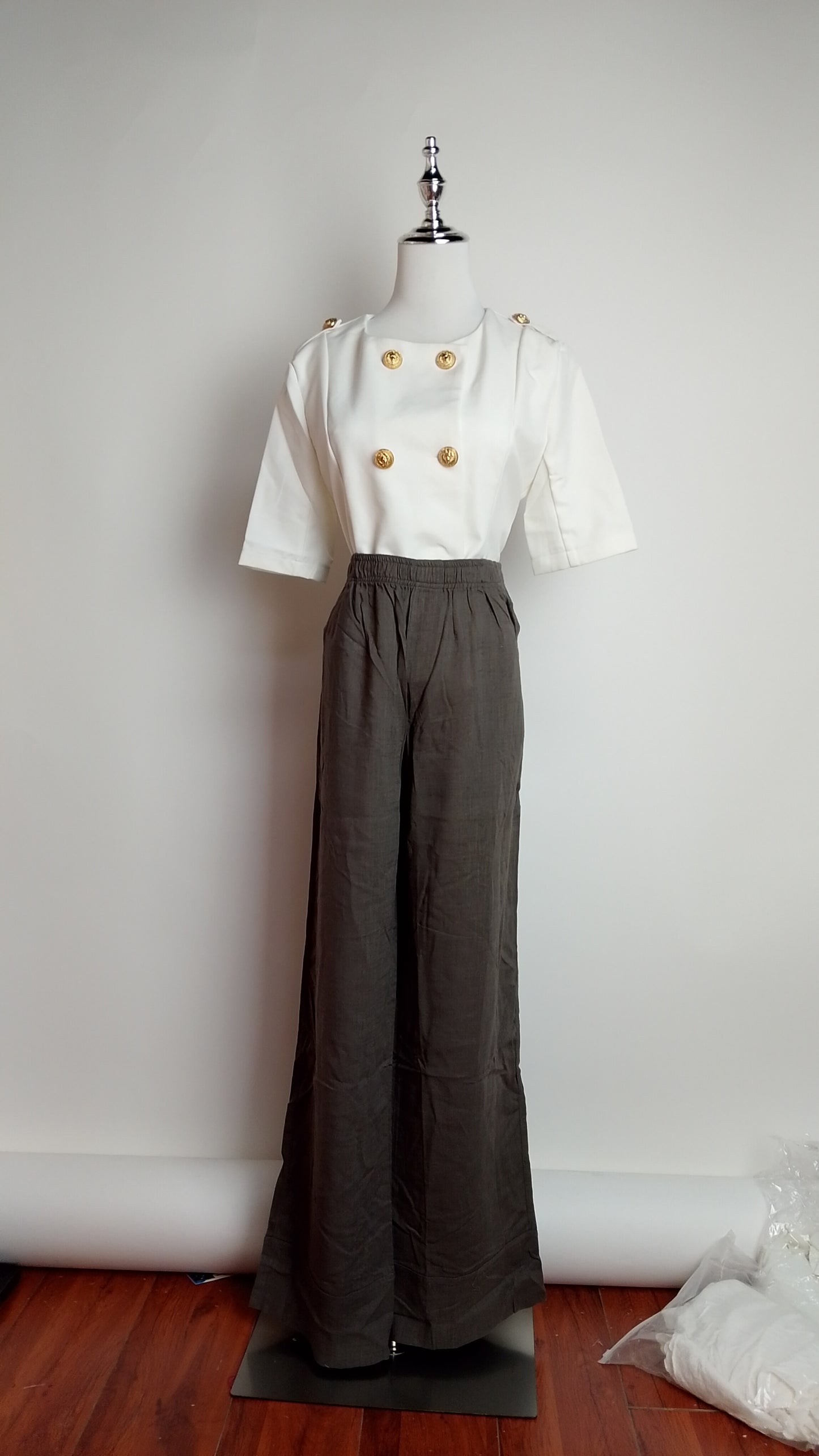 Pantalón palazzo gris oscuro / ANE1001-18