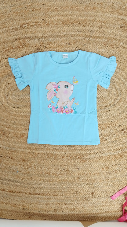 Camiseta Niña Celeste Estampada / ANK24