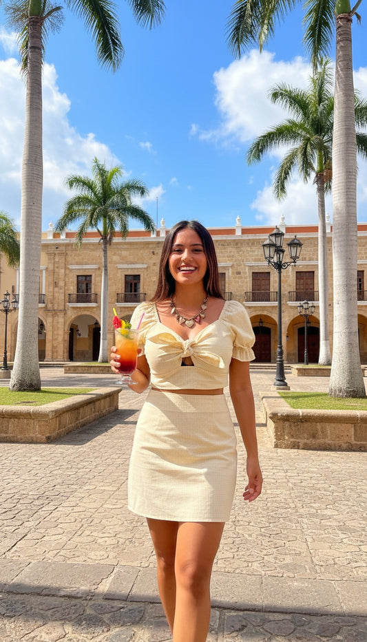 Conjunto amarillo con lazo y falda / ANS10