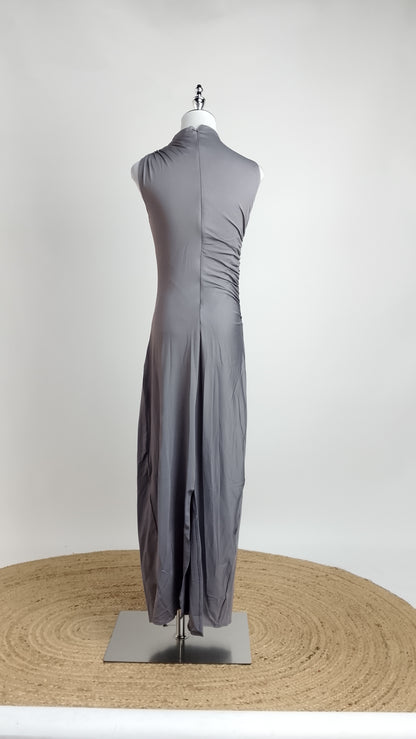 Vestido largo gris ajustado / ANV100