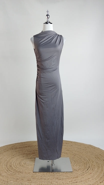 Vestido largo gris ajustado / ANV100