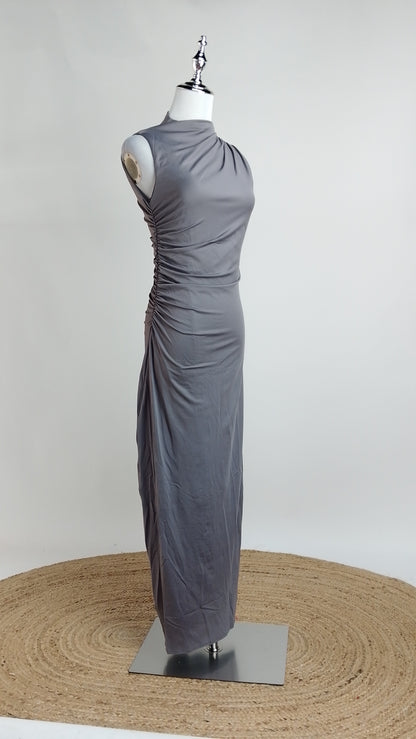 Vestido largo gris ajustado / ANV100