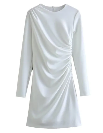 Vestido midi blanco elegante manga larga /ANV17