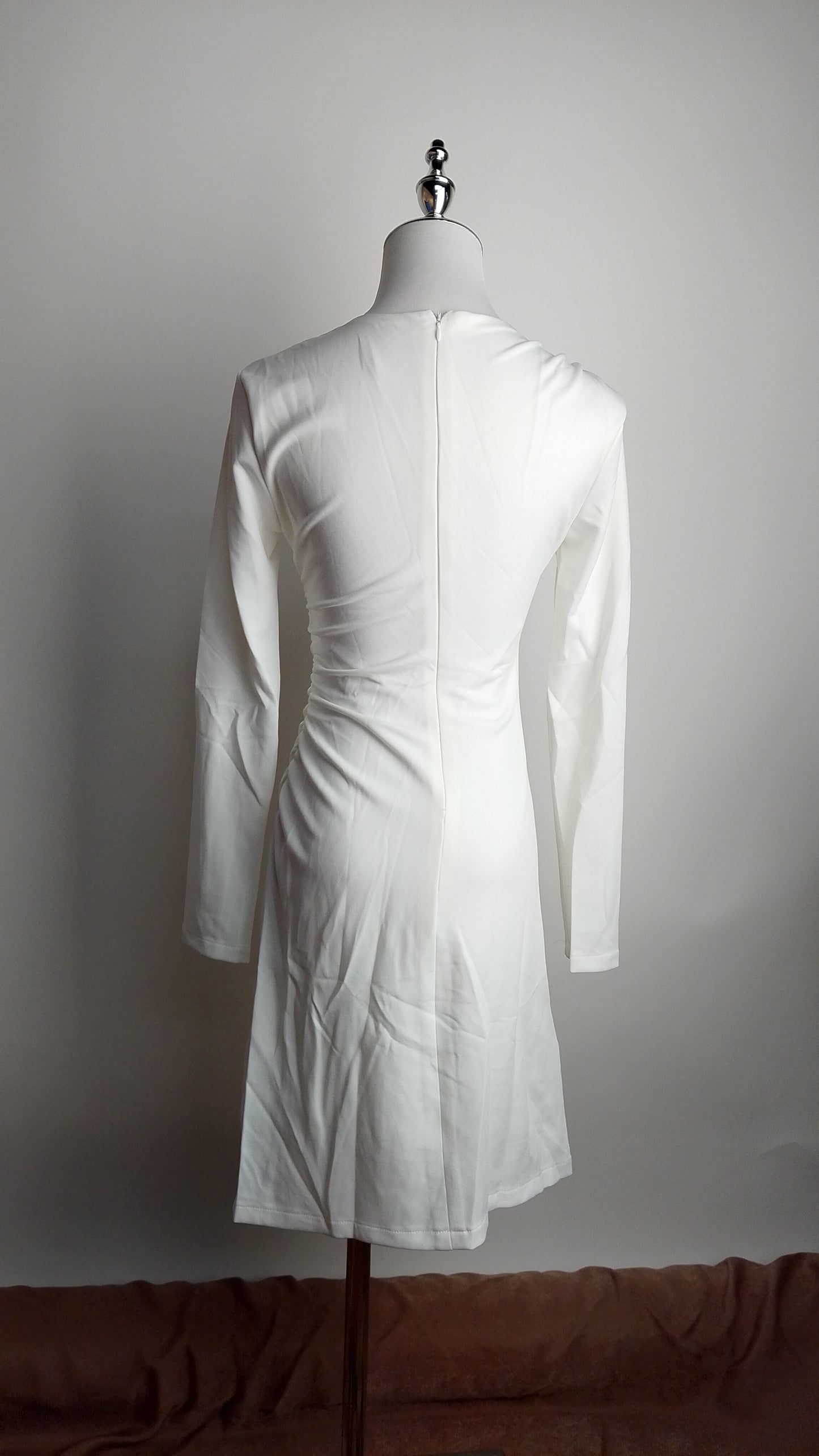 Vestido midi blanco elegante manga larga /ANV17