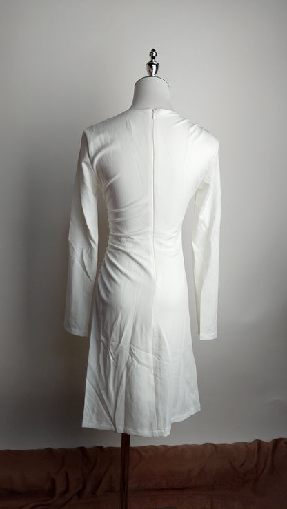 Vestido midi blanco elegante manga larga /ANV17