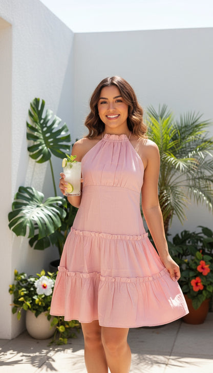 Vestido rosa plisado / ANV25