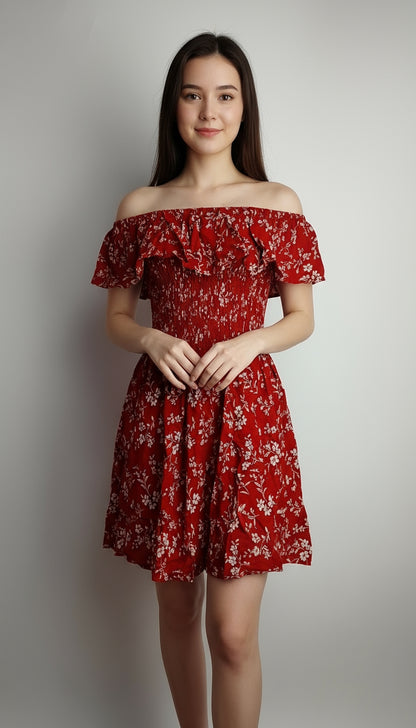 Vestido rojo hombros descubiertos / ANV30