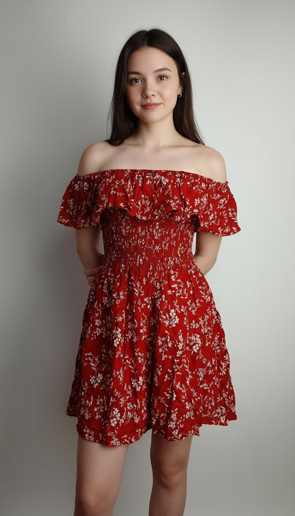 Vestido rojo hombros descubiertos / ANV30