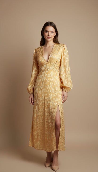 Vestido amarillo dorado satinado / ANV32