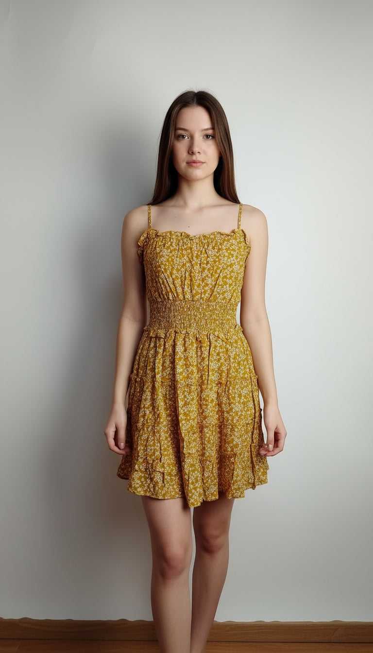Vestido amarillo con textura / ANV33