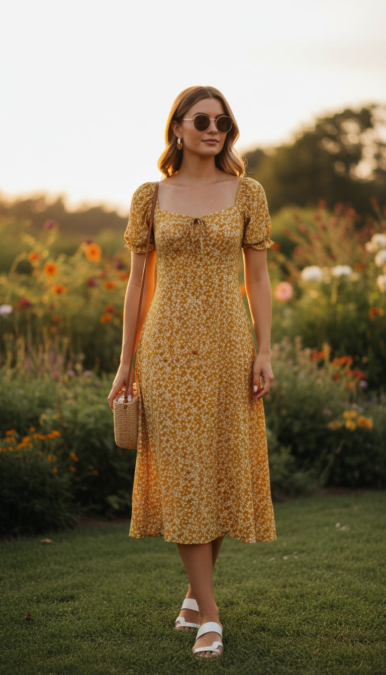 Vestido estampado amarillo floral / ANV34