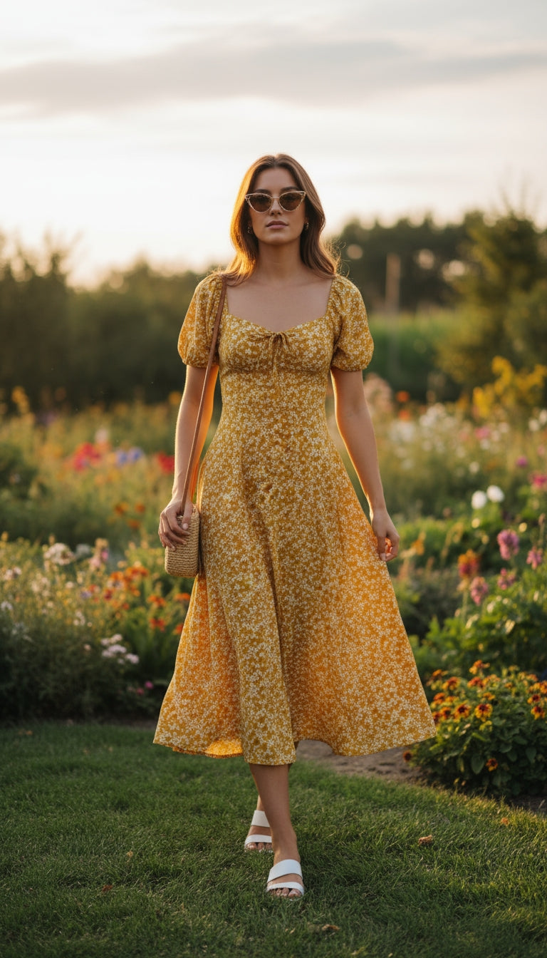 Vestido estampado amarillo floral / ANV34