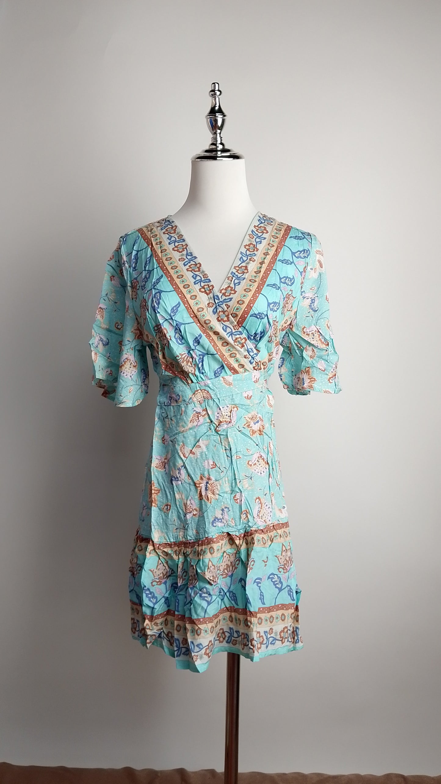 Vestido celeste estampado retro / ANV35