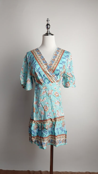 Vestido celeste estampado retro / ANV35