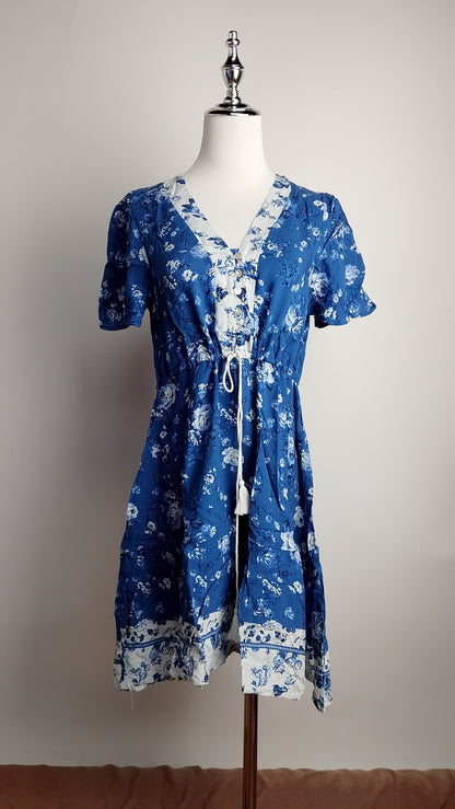 Vestido azul estampado floral / ANV39