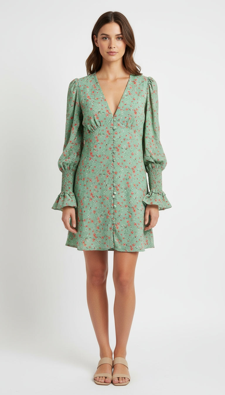 Vestido verde floral / ANV41