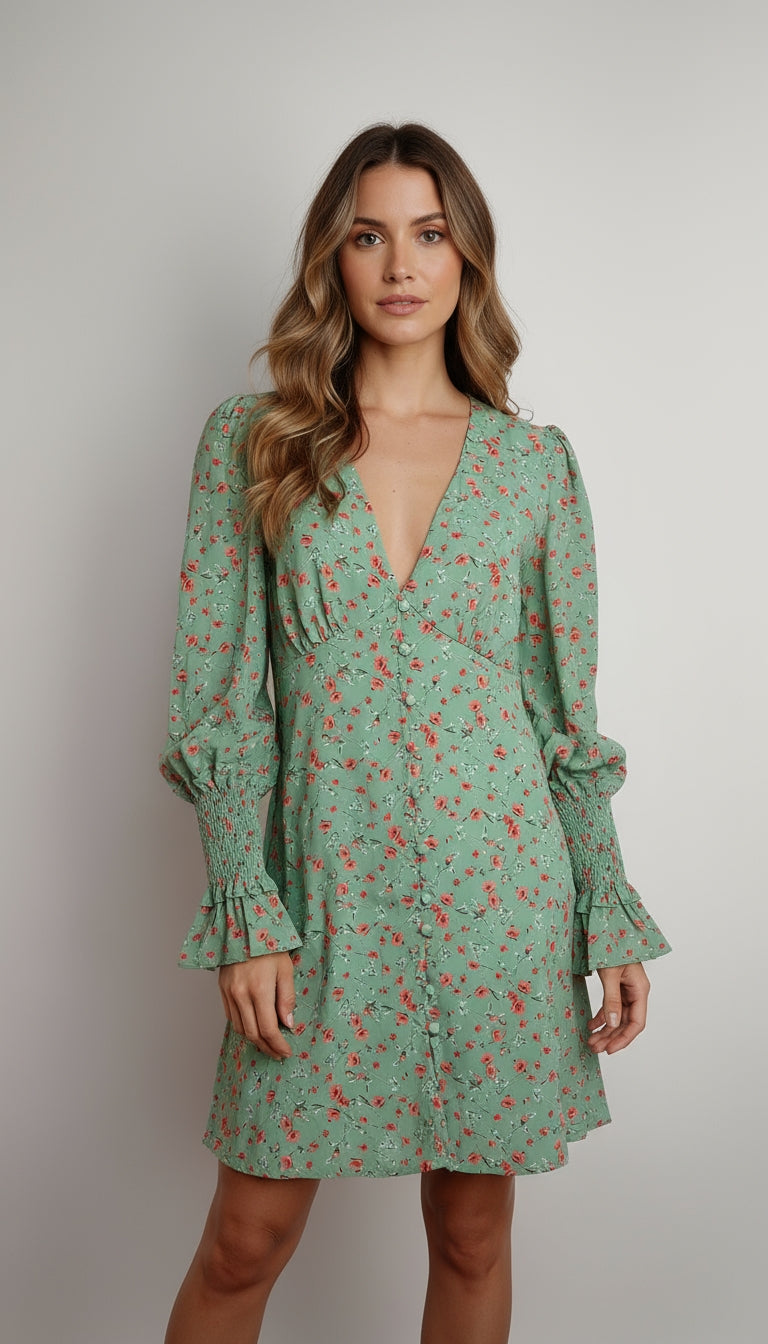 Vestido verde floral / ANV41