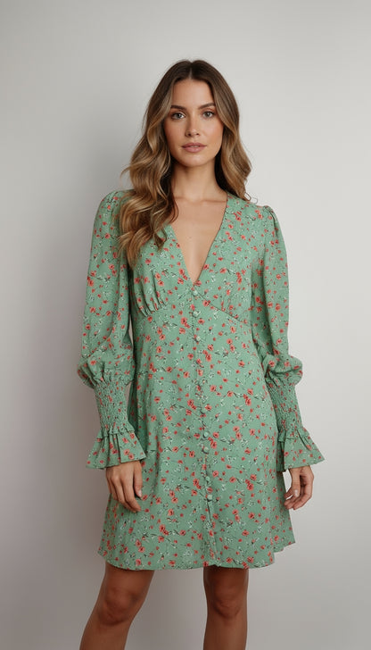 Vestido verde floral / ANV41