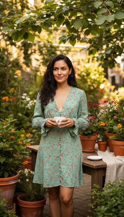 Vestido verde floral / ANV41