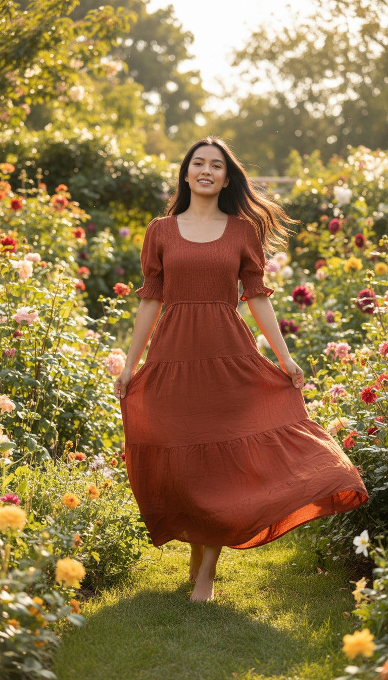 Vestido terracota casual / ANV43