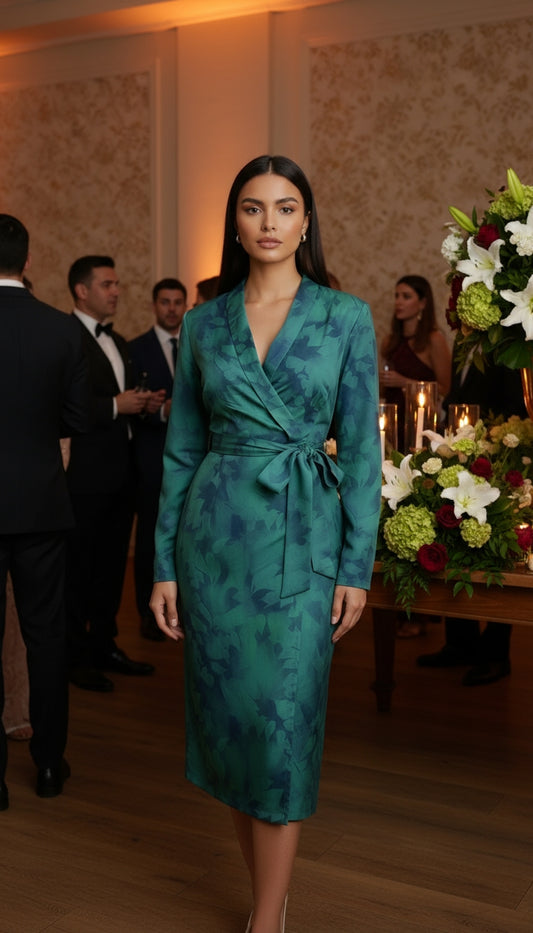 Vestido midi satinado cruzado / ANV50