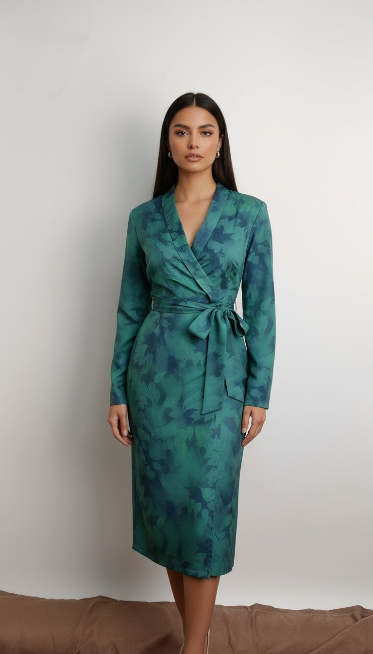 Vestido midi satinado cruzado / ANV50