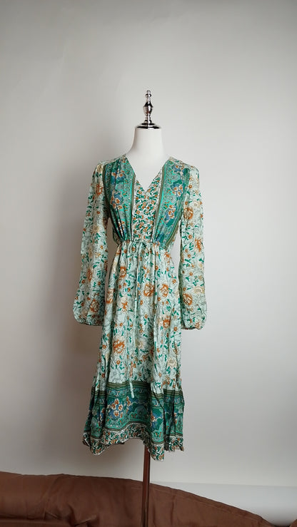 Vestido corto verde bohemio / ANV56