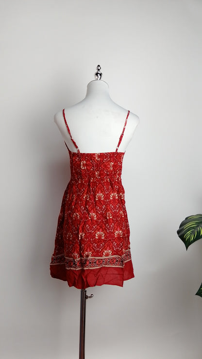 Vestido corto rojo floral / ANV64