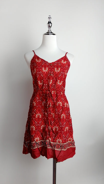 Vestido corto rojo floral / ANV64
