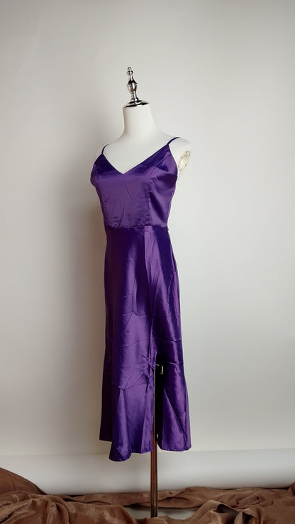 Vestido satinado morado / ANV73