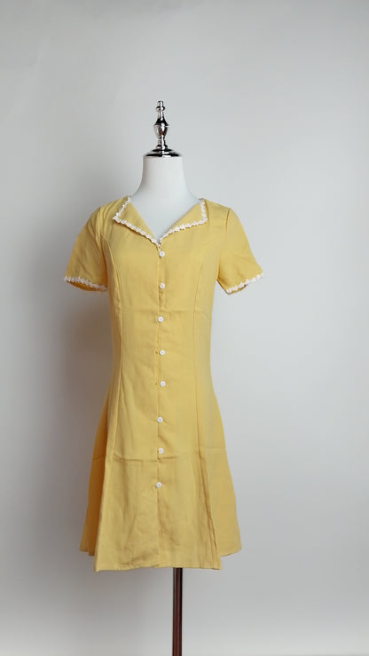 Vestido corto amarillo botones / ANV76
