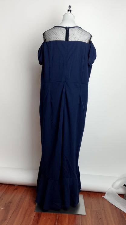 Vestido azul marino plisado / AO162