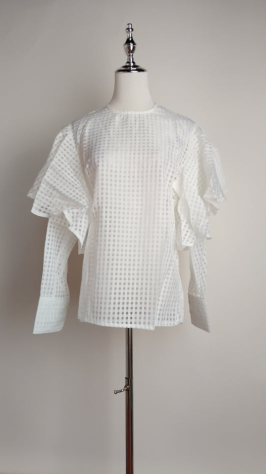 Blusa blanca cuadriculada / AO163