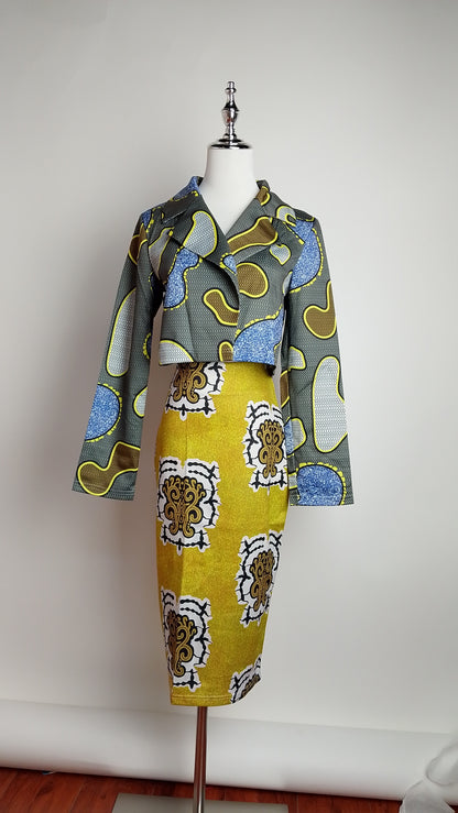 Conjunto falda estampada verde / AO166
