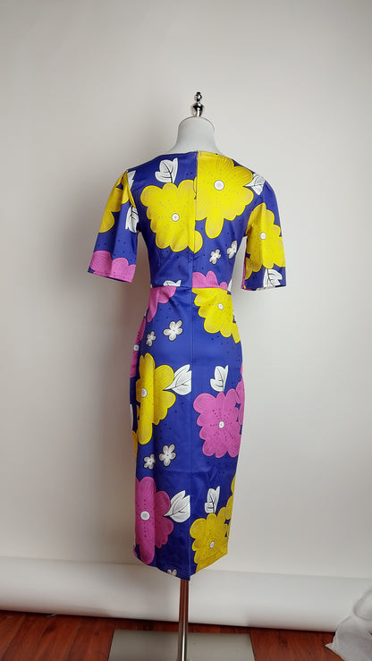 Vestido flores amarillo/morado / AO172