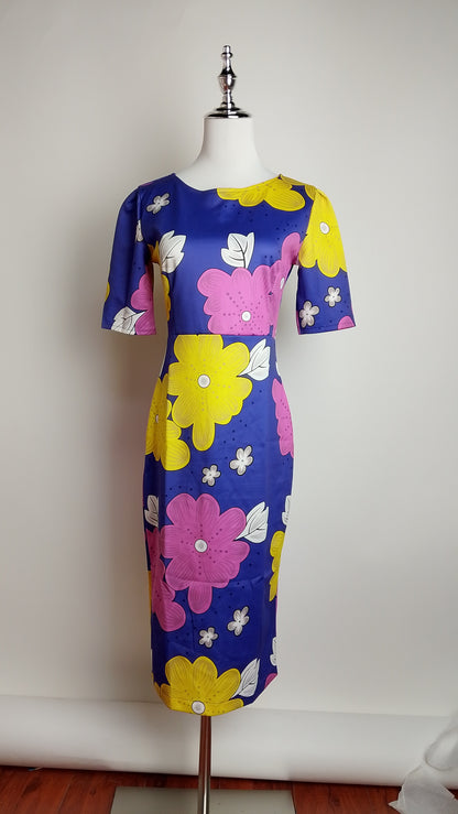 Vestido flores amarillo/morado / AO172
