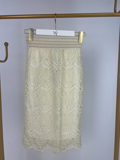Blusa amarilla off-shoulder + Falda elegante AOMEI /OUTEV78