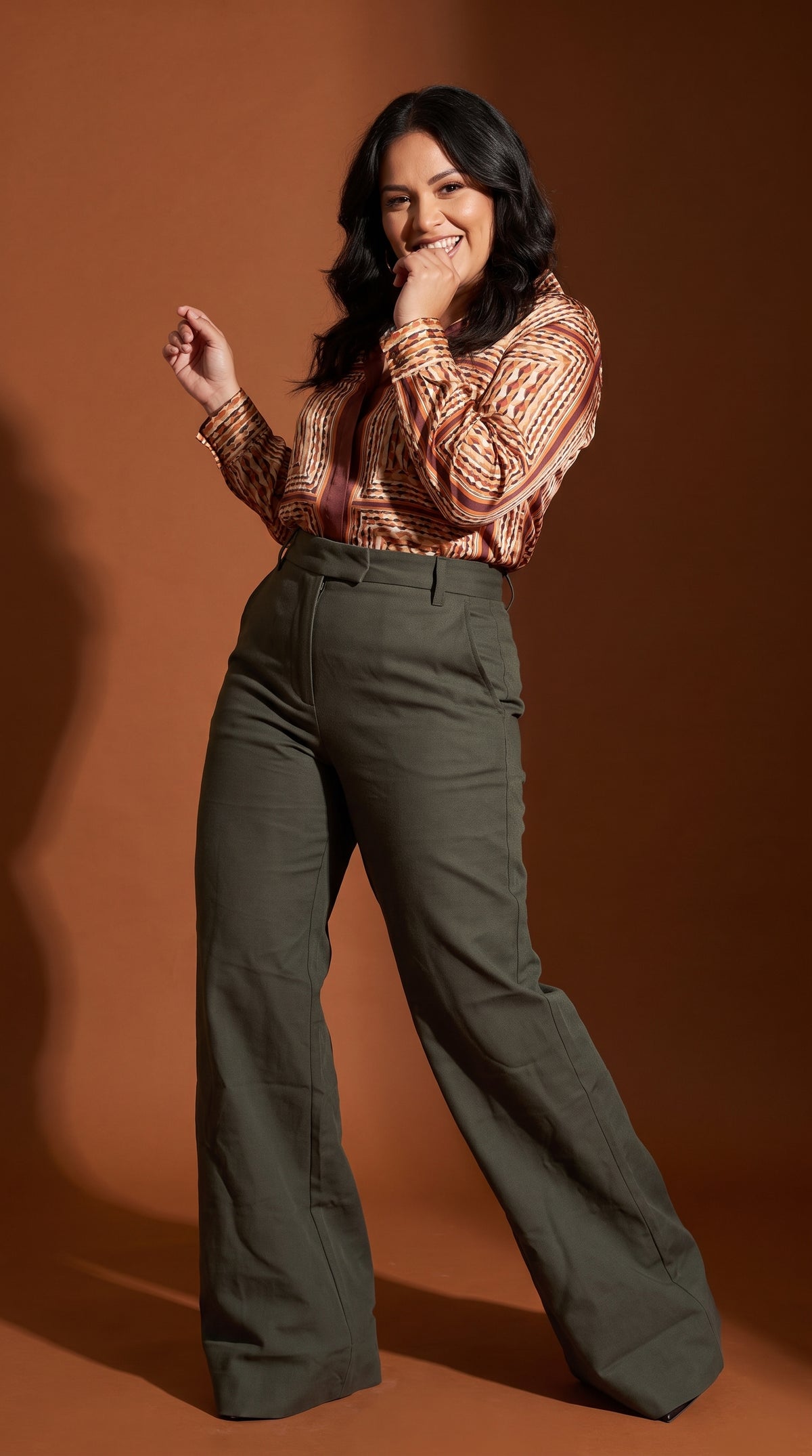 Pantalón wide-leg verde oliva / ANE1001-73
