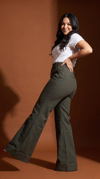 Pantalón wide-leg verde oliva / ANE1001-73