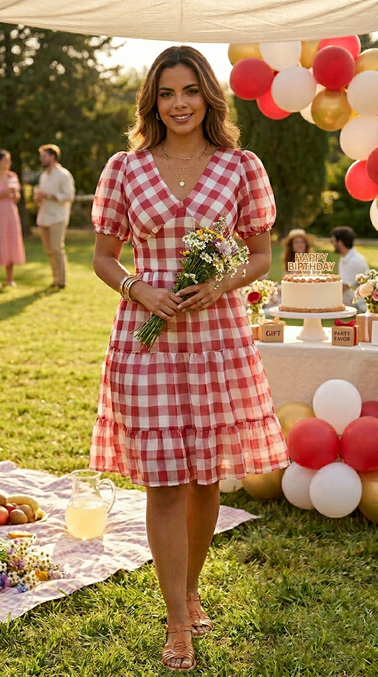 Vestido Cuadros Rosa Vintage / CUM48