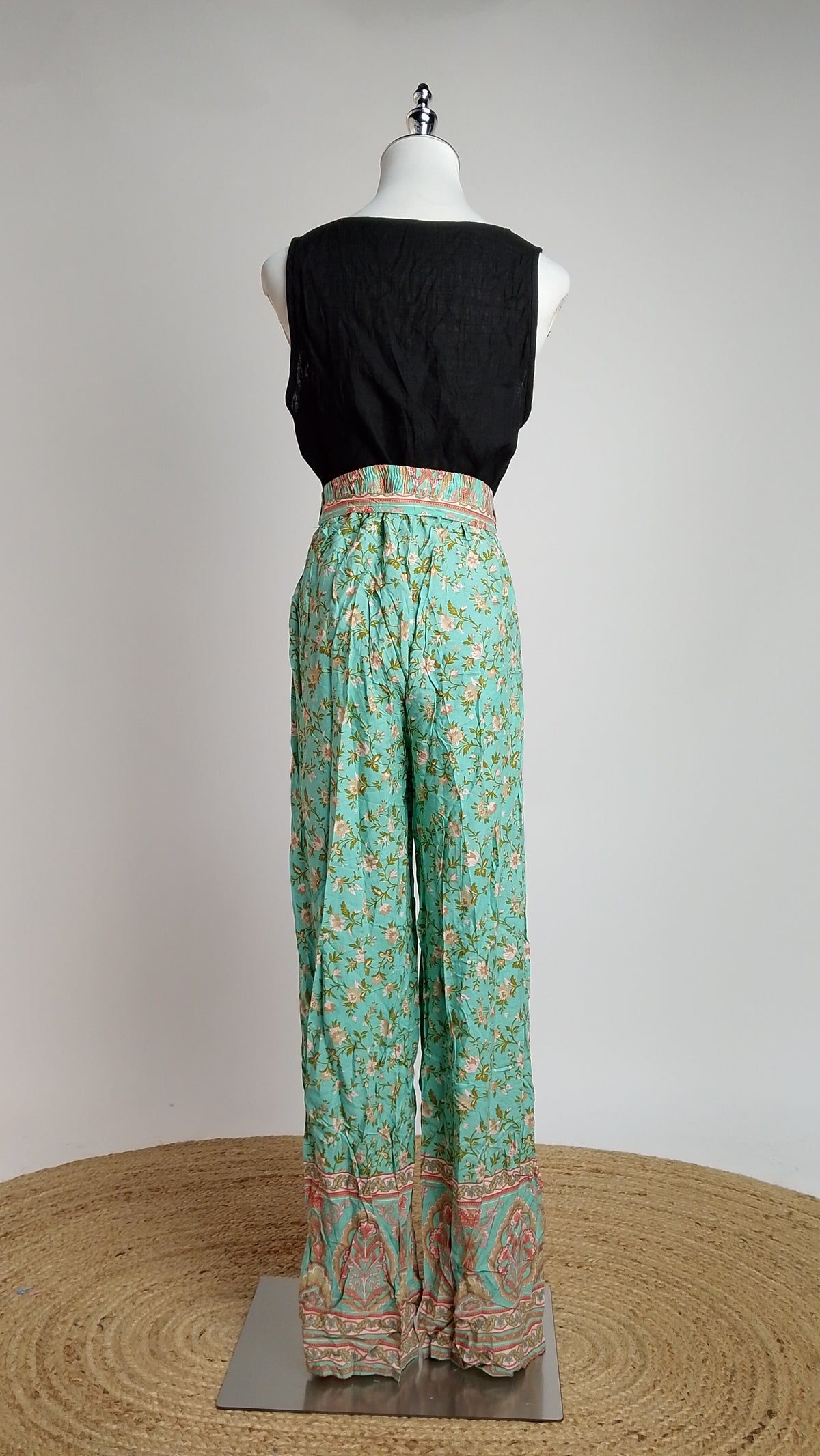 Pantalón palazzo turquesa floral / ANE1001-68