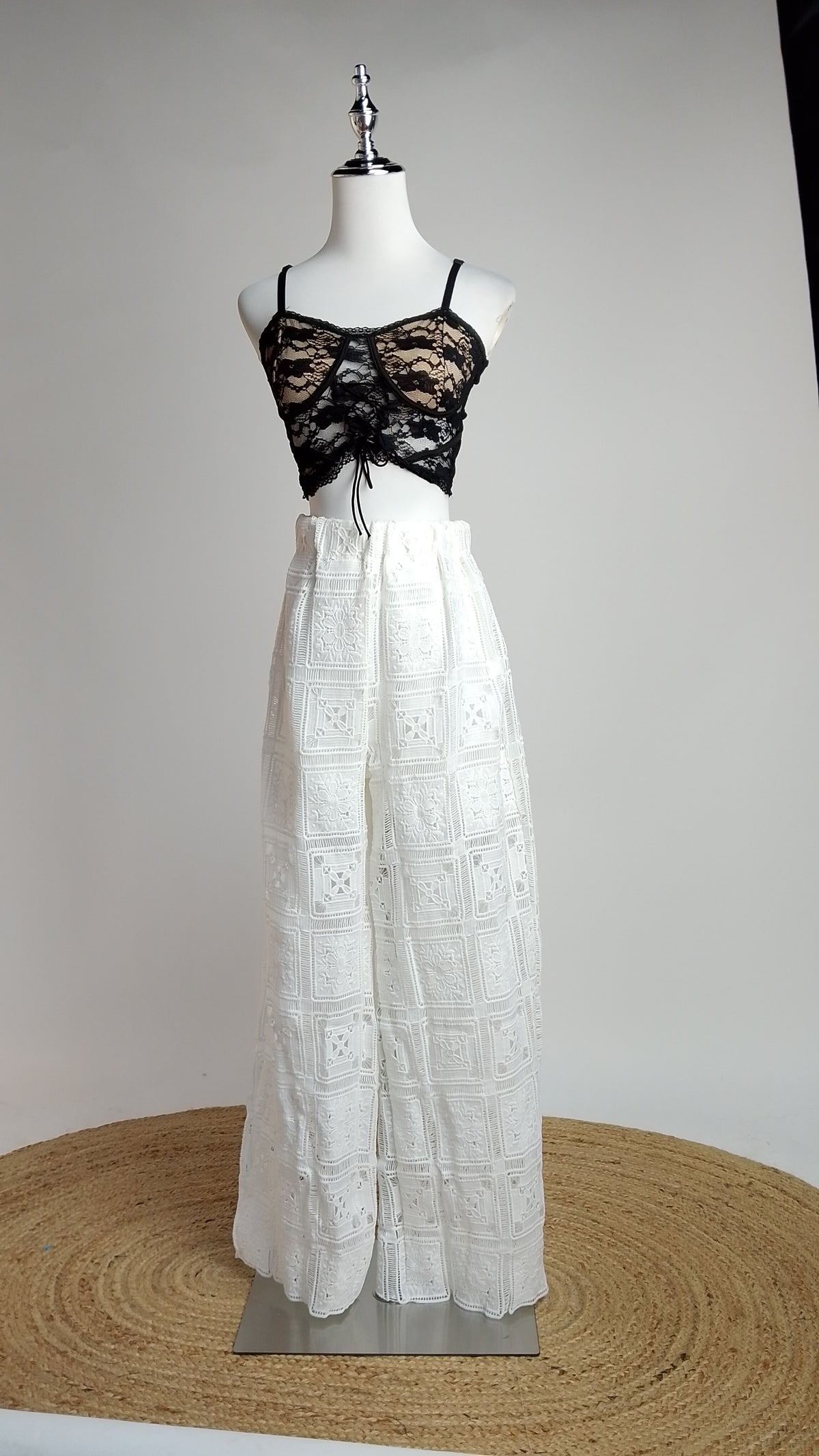 Pantalón palazzo blanco crochet / ANE1001-70