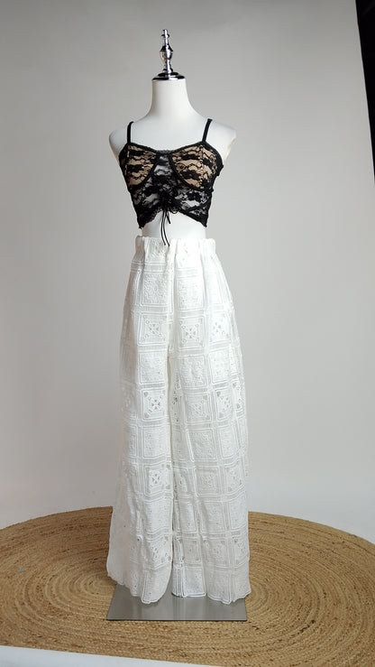 Pantalón palazzo blanco crochet / ANE1001-70