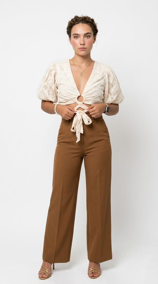 Top blanco mangas largas D&M / V252